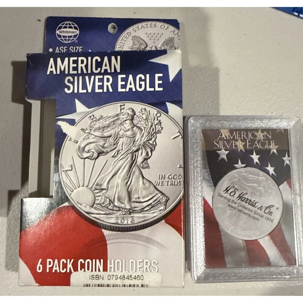 5 HE Harris Eagle & Flag Frosty Case For American Silver Eagle Coin Display Gift